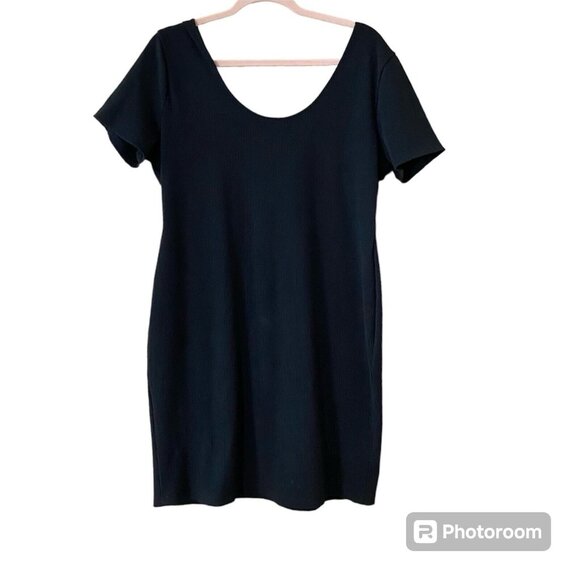 Popular 21 Ribbed Black Dress Short Sleeve Stretch Dress Plus Size 3X Sheath - Picture 8 of 8